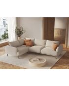 Ecksofa Margot links aus beigefarbenem 5-Sitzer-Strukturstoff — 280x195x75 cm