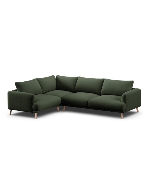 Margot linkerhoekbank in mosgroene structuurstof voor 5 personen - 280x195x75 cm