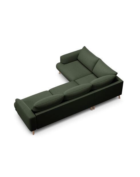 Margot linkerhoekbank in mosgroene structuurstof voor 5 personen - 280x195x75 cm