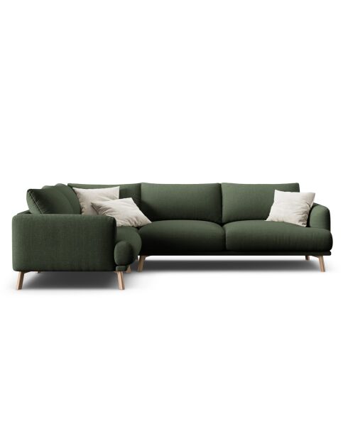 Margot linkerhoekbank in mosgroene structuurstof voor 5 personen - 280x195x75 cm