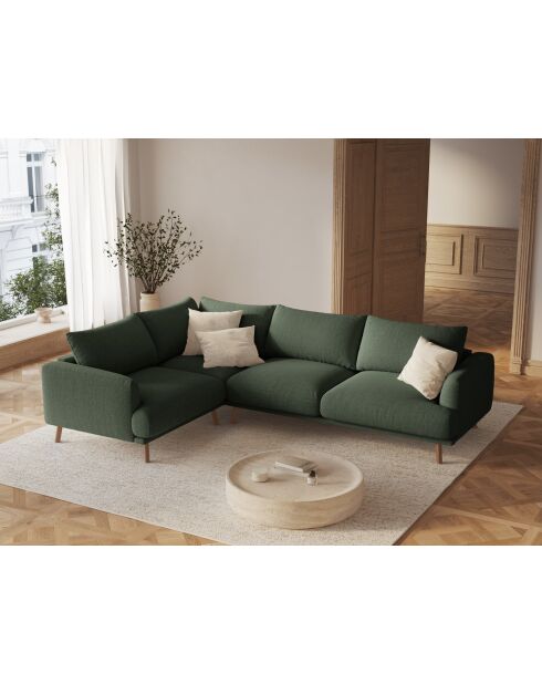 Margot linkerhoekbank in mosgroene structuurstof voor 5 personen - 280x195x75 cm
