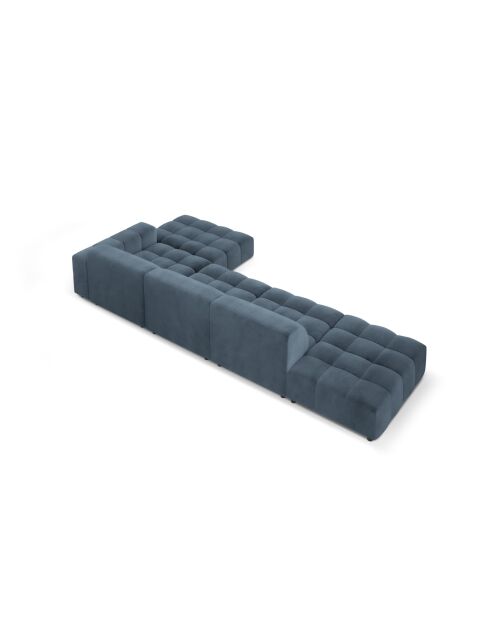 Ecksofa Luc rechts aus Strukturstoff 5 Sitze dunkelblau - 342x163x77 cm