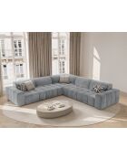 Symmetrisches Ecksofa Luc aus Strukturstoff 5 Sitze grau - 281x281x77 cm