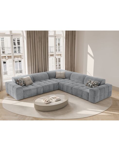 Symmetrisches Ecksofa Luc aus Strukturstoff 5 Sitze grau - 281x281x77 cm