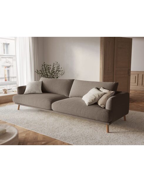 Margot-bank in structuurstof met 4 zitplaatsen cappuccino - 230x95x75 cm