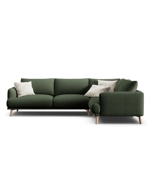 Rechtes Ecksofa Margot aus moosgrünem 5-Sitzer-Strukturstoff - 280x195x75 cm
