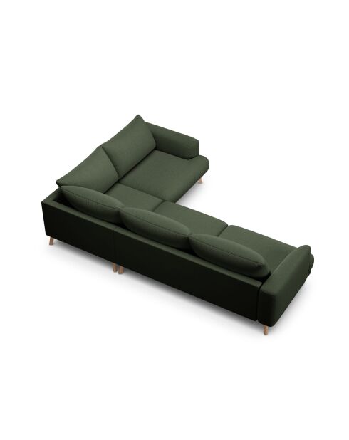 Rechtes Ecksofa Margot aus moosgrünem 5-Sitzer-Strukturstoff - 280x195x75 cm