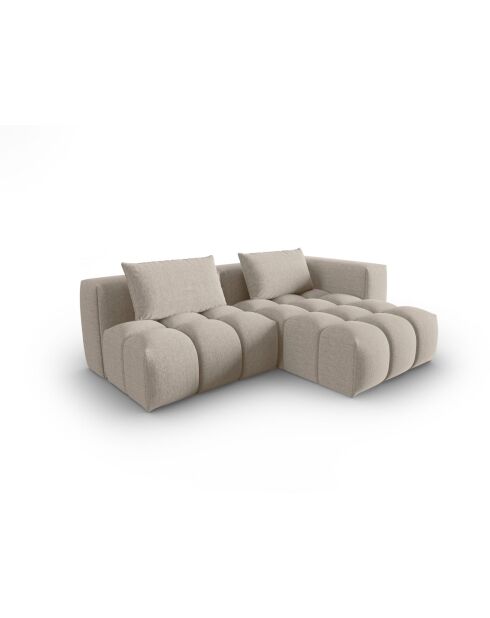 Lorella modulares rechtes Ecksofa aus Strukturstoff 3 Sitze Sand - 205x145x70 cm