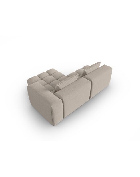 Lorella modulares rechtes Ecksofa aus Strukturstoff 3 Sitze Sand - 205x145x70 cm