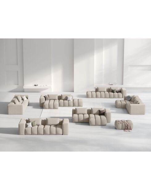 Lorella modulares rechtes Ecksofa aus Strukturstoff 3 Sitze Sand - 205x145x70 cm