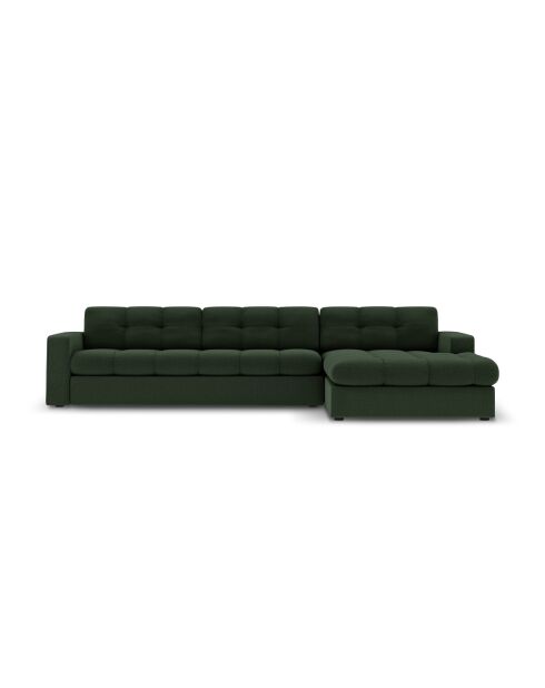 Yohan rechtes Ecksofa aus Strukturstoff 4 Sitze dunkelgrün - 236x160x72 cm