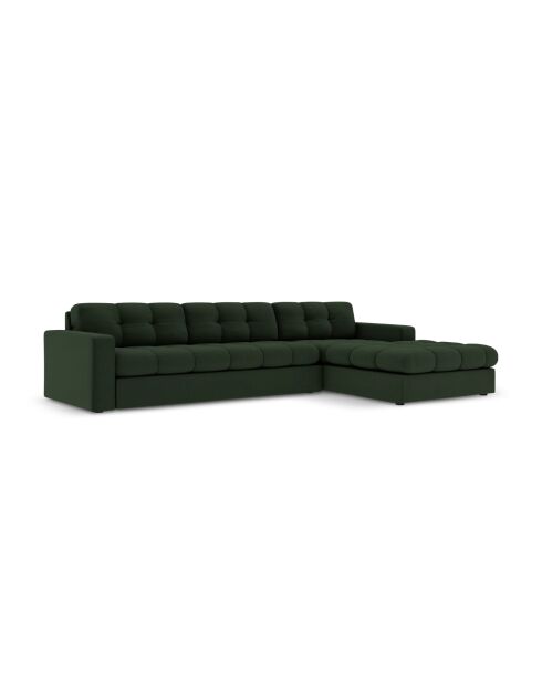 Yohan rechtes Ecksofa aus Strukturstoff 4 Sitze dunkelgrün - 236x160x72 cm