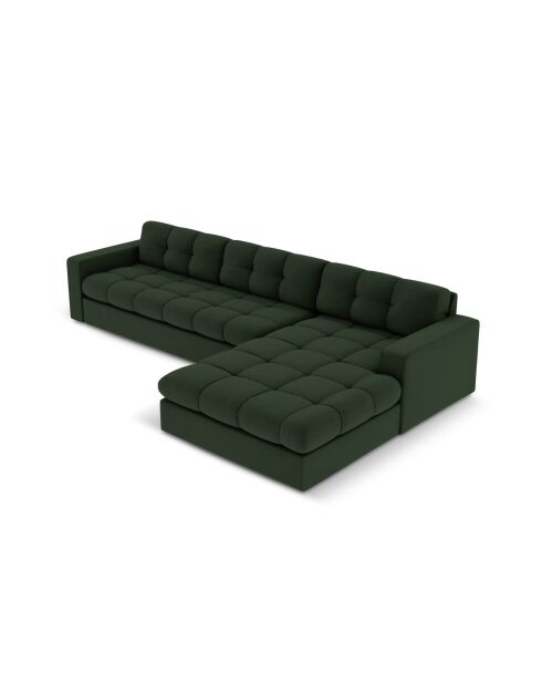 Yohan rechtes Ecksofa aus Strukturstoff 4 Sitze dunkelgrün - 236x160x72 cm