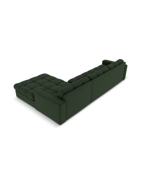 Yohan rechtes Ecksofa aus Strukturstoff 4 Sitze dunkelgrün - 236x160x72 cm