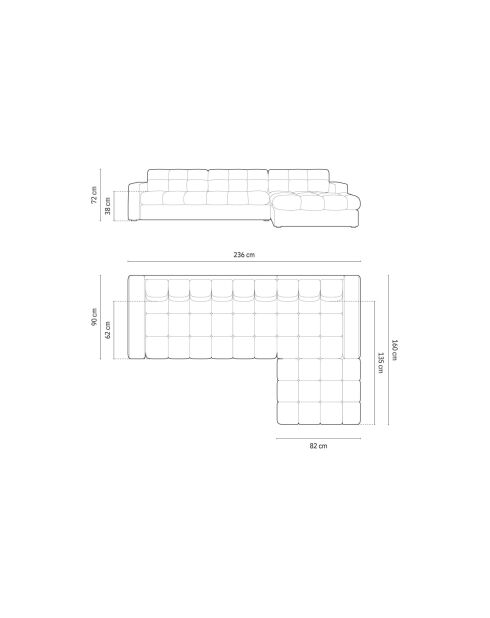 Yohan rechtes Ecksofa aus Strukturstoff 4 Sitze dunkelgrün - 236x160x72 cm