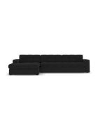 Yohan linkes Ecksofa aus Strukturstoff 4 Sitze schwarz - 236x160x72 cm