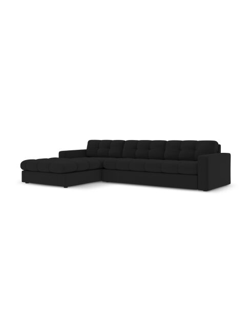Yohan linkes Ecksofa aus Strukturstoff 4 Sitze schwarz - 236x160x72 cm