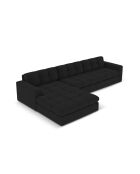 Yohan linkes Ecksofa aus Strukturstoff 4 Sitze schwarz - 236x160x72 cm