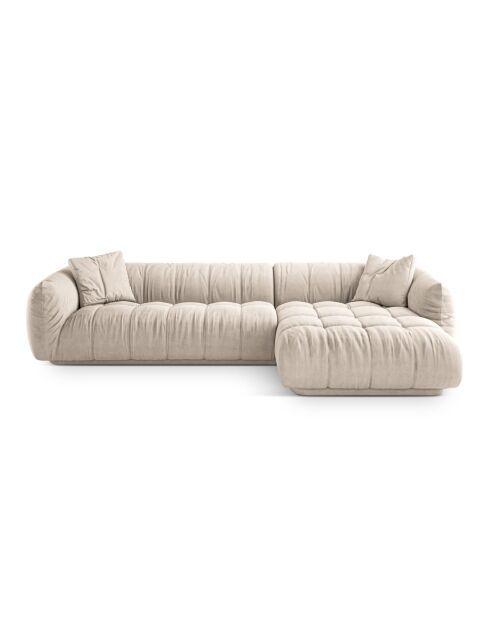 Modulares rechtes Ecksofa Julia aus beigem 3-Sitzer-Strukturstoff - 295x170x68 cm