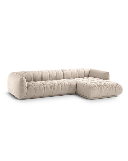 Modulares rechtes Ecksofa Julia aus beigem 3-Sitzer-Strukturstoff - 295x170x68 cm