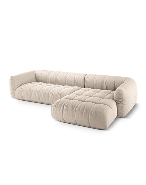 Modulares rechtes Ecksofa Julia aus beigem 3-Sitzer-Strukturstoff - 295x170x68 cm