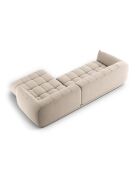 Modulares rechtes Ecksofa Julia aus beigem 3-Sitzer-Strukturstoff - 295x170x68 cm