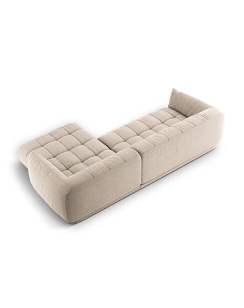 Modulares rechtes Ecksofa Julia aus beigem 3-Sitzer-Strukturstoff - 295x170x68 cm