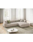 Modulares rechtes Ecksofa Julia aus beigem 3-Sitzer-Strukturstoff - 295x170x68 cm