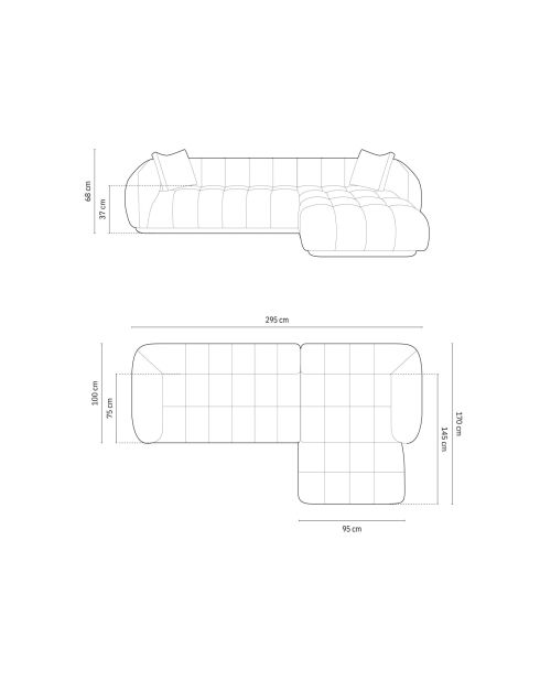 Modulares rechtes Ecksofa Julia aus beigem 3-Sitzer-Strukturstoff - 295x170x68 cm