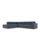 Yohan linkes Ecksofa aus Strukturstoff 5 Sitze dunkelblau - 236x199x72 cm