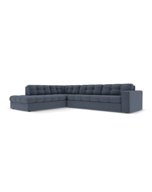 Yohan linkes Ecksofa aus Strukturstoff 5 Sitze dunkelblau - 236x199x72 cm