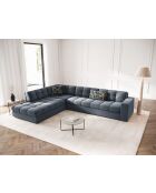 Yohan linkes Ecksofa aus Strukturstoff 5 Sitze dunkelblau - 236x199x72 cm
