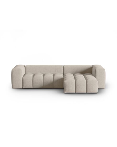 Lorella modulares rechtes Ecksofa aus Strukturstoff 3-Sitzer Sand - 260x145x70 cm