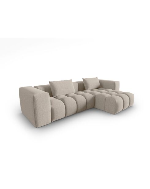 Lorella modulares rechtes Ecksofa aus Strukturstoff 3-Sitzer Sand - 260x145x70 cm