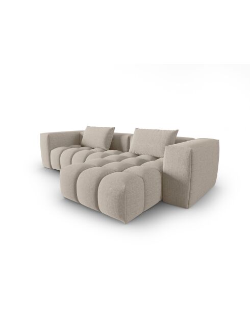 Lorella modulares rechtes Ecksofa aus Strukturstoff 3-Sitzer Sand - 260x145x70 cm