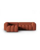 Modulares Ecksofa Lorella für links aus korallenrotem 3-Sitzer-Strukturstoff — 260 x 145 x 70 cm