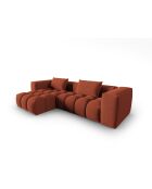 Modulares Ecksofa Lorella für links aus korallenrotem 3-Sitzer-Strukturstoff — 260 x 145 x 70 cm