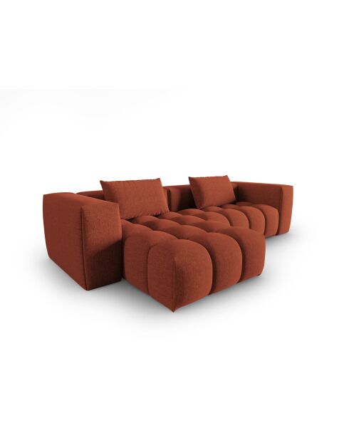 Modulares Ecksofa Lorella für links aus korallenrotem 3-Sitzer-Strukturstoff — 260 x 145 x 70 cm