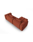 Modulares Ecksofa Lorella für links aus korallenrotem 3-Sitzer-Strukturstoff — 260 x 145 x 70 cm
