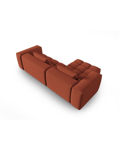 Modulares Ecksofa Lorella für links aus korallenrotem 3-Sitzer-Strukturstoff — 260 x 145 x 70 cm