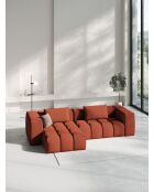 Modulares Ecksofa Lorella für links aus korallenrotem 3-Sitzer-Strukturstoff — 260 x 145 x 70 cm
