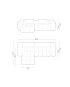 Modulares Ecksofa Lorella für links aus korallenrotem 3-Sitzer-Strukturstoff — 260 x 145 x 70 cm