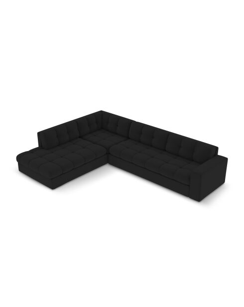Yohan linkes Ecksofa aus Strukturstoff 5 Sitze schwarz - 236x199x72 cm