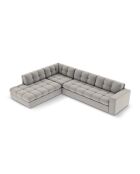 Yohan linkes Ecksofa aus Strukturstoff 5 Sitze hellgrau - 236x199x72 cm
