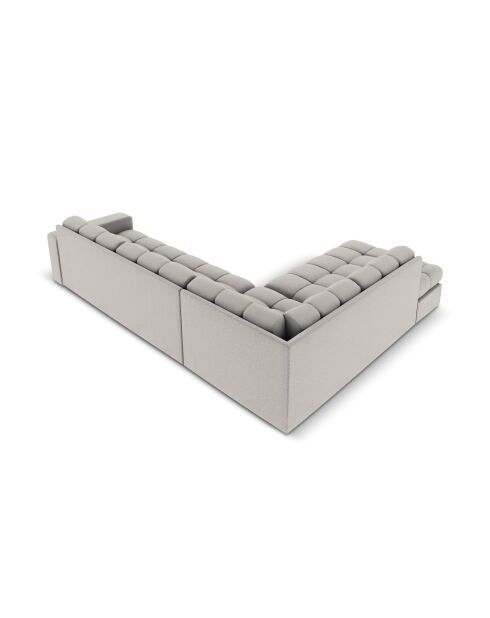 Yohan linkes Ecksofa aus Strukturstoff 5 Sitze hellgrau - 236x199x72 cm