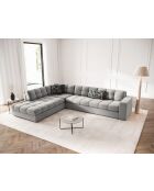 Yohan linkes Ecksofa aus Strukturstoff 5 Sitze hellgrau - 236x199x72 cm