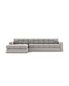 Yohan linkes Ecksofa aus Strukturstoff 4 Sitze hellgrau - 236x160x72 cm