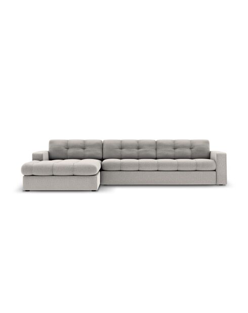 Yohan linkes Ecksofa aus Strukturstoff 4 Sitze hellgrau - 236x160x72 cm