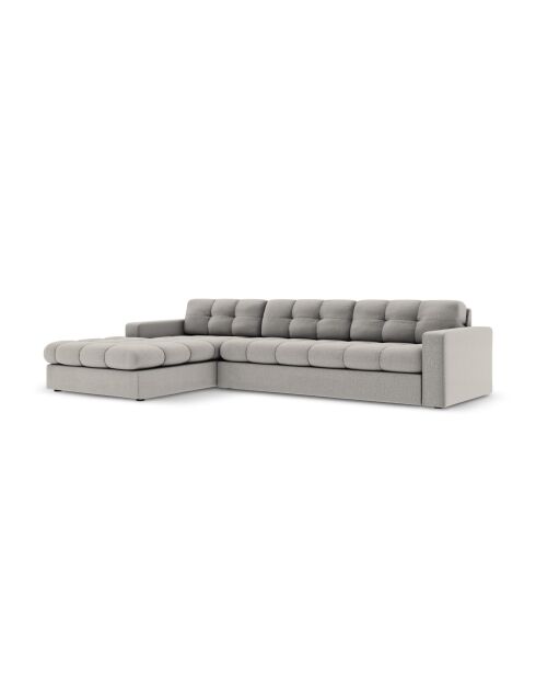 Yohan linkes Ecksofa aus Strukturstoff 4 Sitze hellgrau - 236x160x72 cm