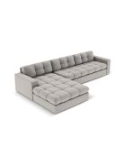 Yohan linkes Ecksofa aus Strukturstoff 4 Sitze hellgrau - 236x160x72 cm